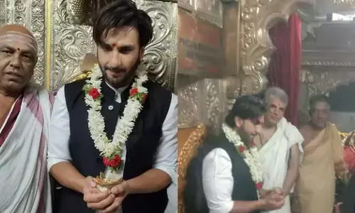 Bollywood Actor Ranveer Singh visits Chamundeshwari temple in Mysuru